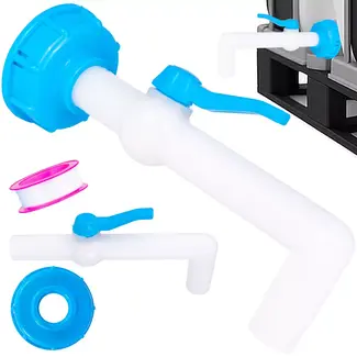 GEKO IBC aansluitset met S60x6 dop en 25 mm kogelafsluiter met rechte 90 graden uitloop