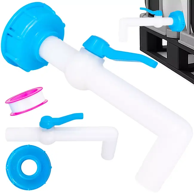 GEKO IBC aansluitset met S60x6 dop en 25 mm kogelafsluiter met rechte 90 graden uitloop