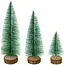 Ruhhy set van 3 mini-kerstbomen met sneeuwlaag en houten voet voor winterdecoratie