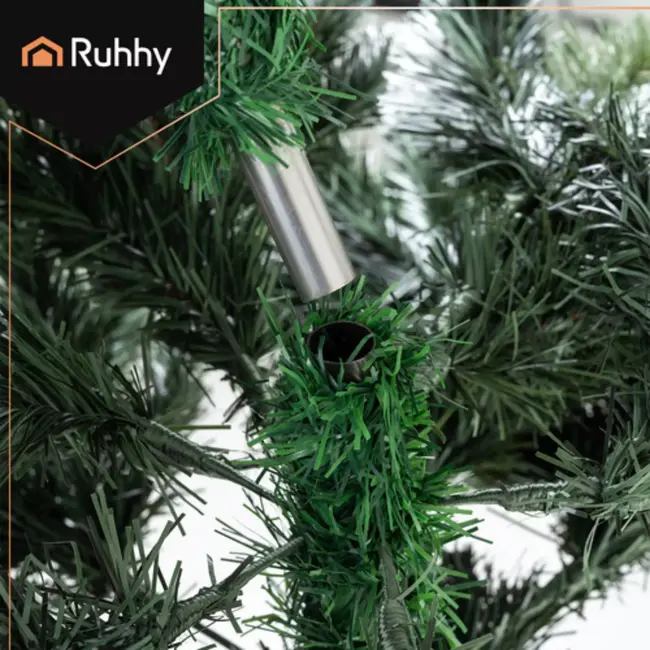 Ruhhy Kunstkerstboom 180 cm of 123 cm met sneeuwaccent en houten stam