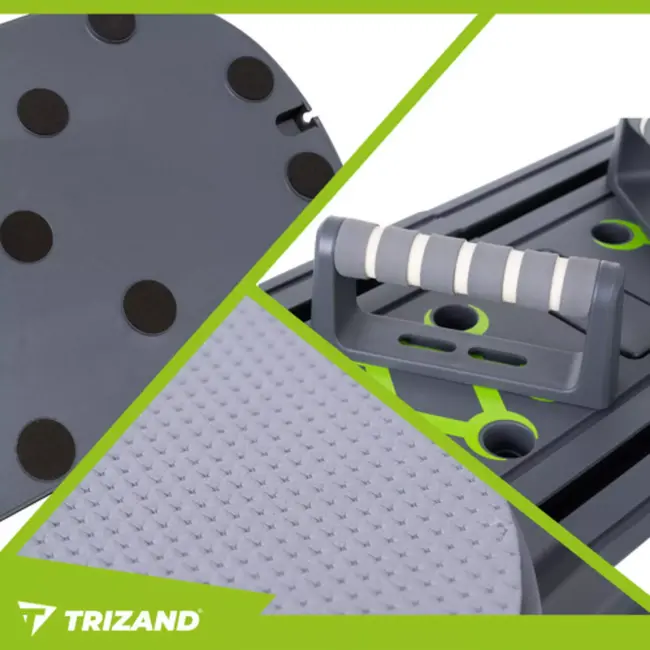 Trizand Pilatesboard 97 x 35 cm met handgrepen, buikrollers en weerstandstraining voor thuis