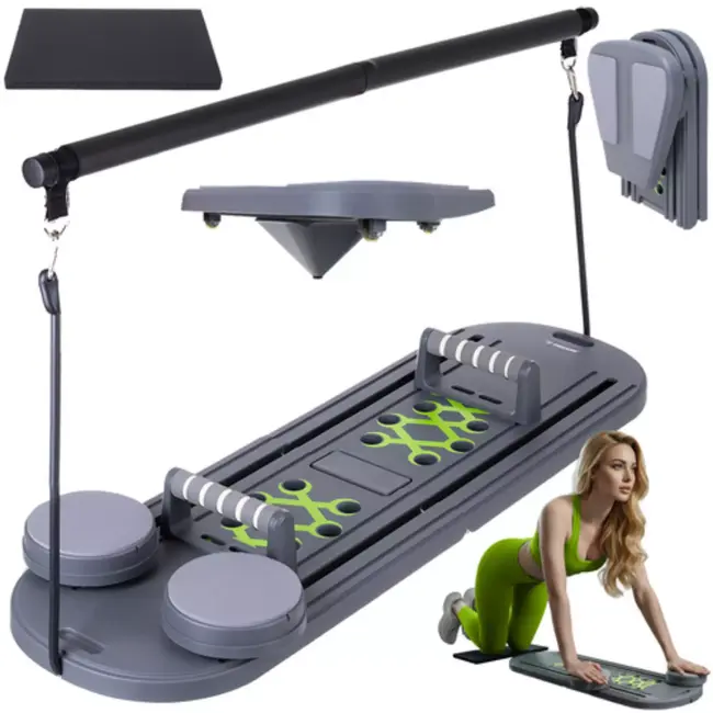 Trizand Pilatesboard 97 x 35 cm met handgrepen, buikrollers en weerstandstraining voor thuis