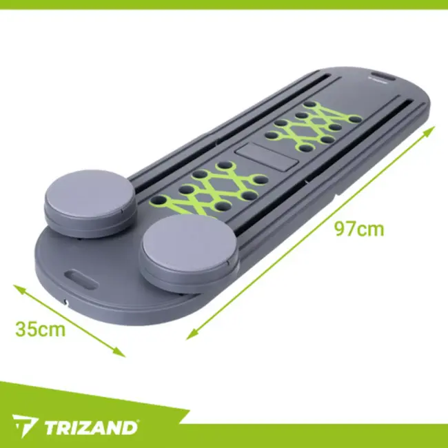 Trizand Pilatesboard 97 x 35 cm met handgrepen, buikrollers en weerstandstraining voor thuis