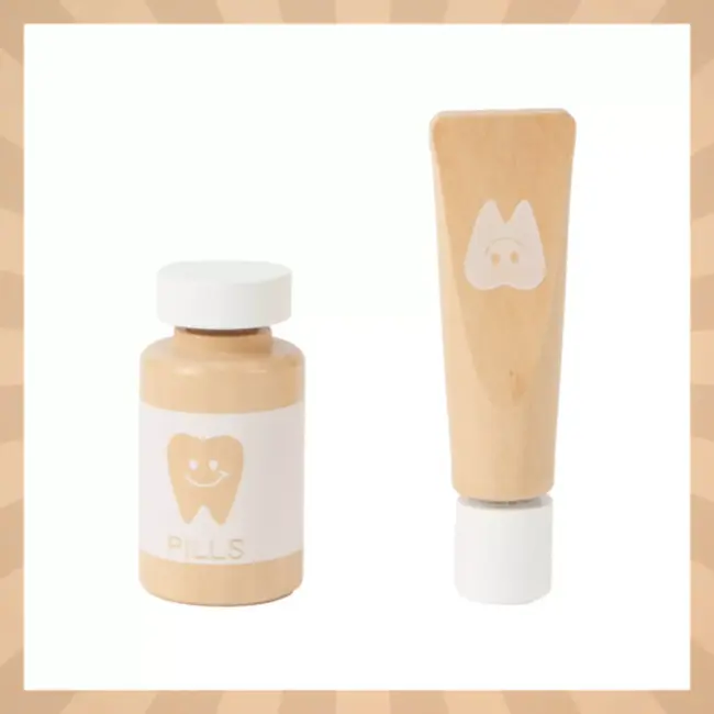 Kruzzel Educatieve tandartsset 24 delig met dokterstas en houten accessoires voor kinderen