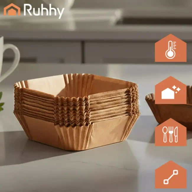 Ruhhy Airfryer papieren inserts 100 stuks 16 x 16 cm