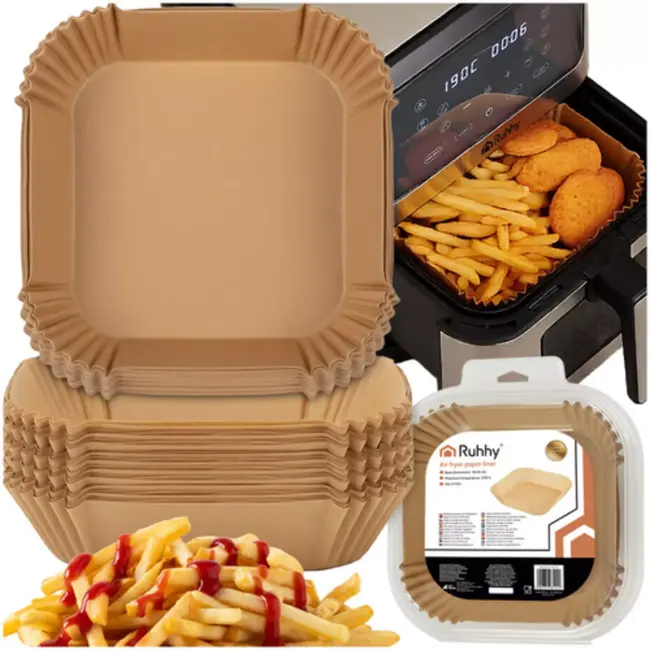 Ruhhy Airfryer papieren inserts 100 stuks 16 x 16 cm