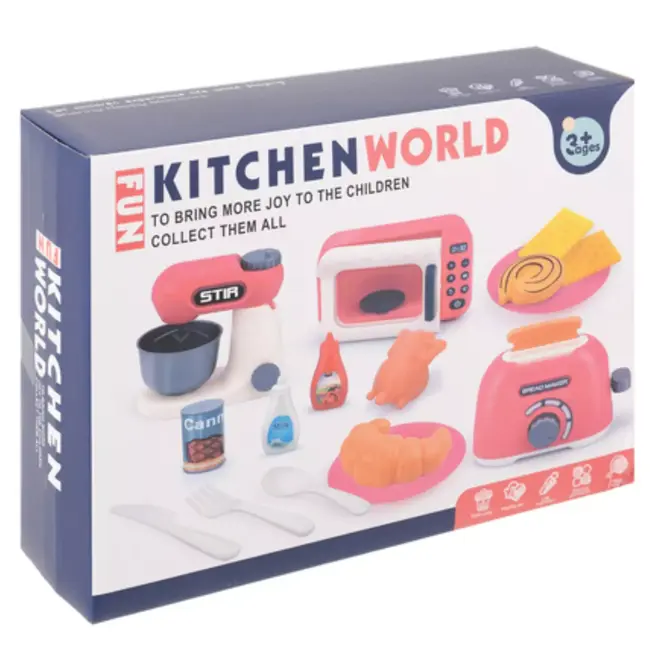 Ruhhy 26 delige keukenaccessoireset met mixer, broodrooster, magnetron en speelgoedeten