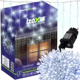 Izoxis Buiten kerstverlichting 500 LED koud wit 22,5 m met 8 standen voor gevel en tuin