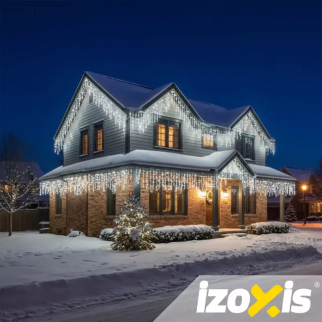 Izoxis Buiten kerstverlichting 500 LED koud wit 22,5 m met 8 standen voor gevel en tuin