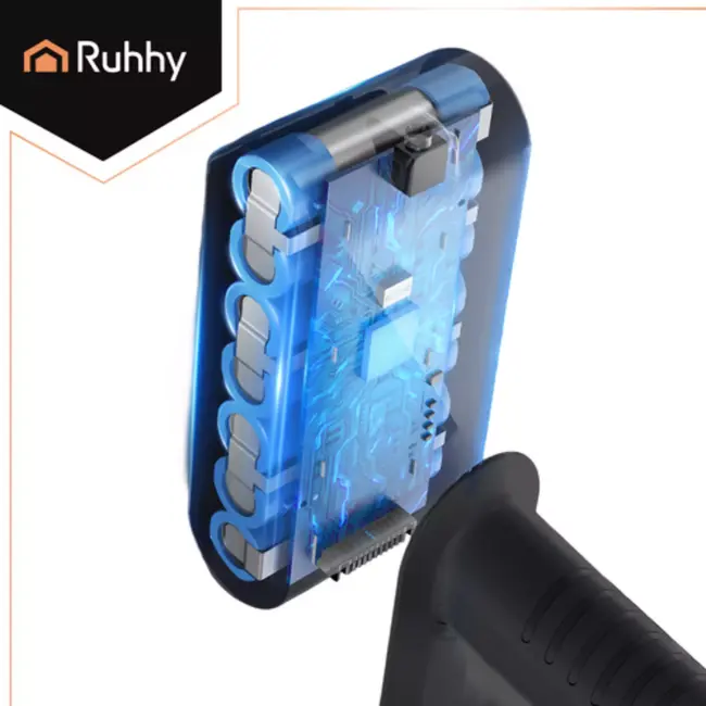 Ruhhy LunPro 400W steelstofzuiger met 35 kPa zuigkracht, LED-borstel en 52 min werktijd