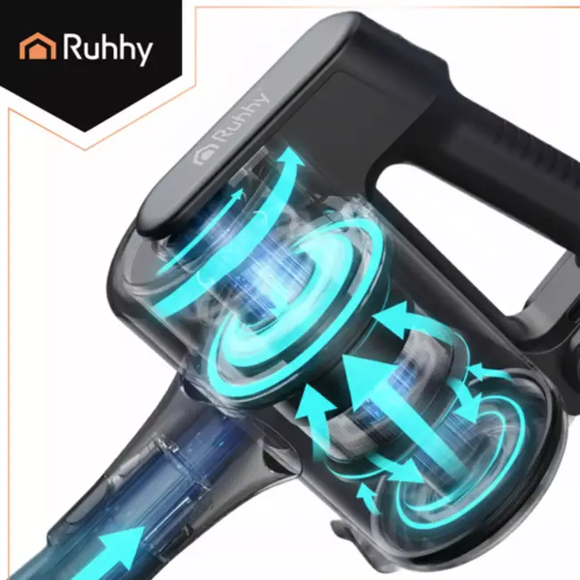 Ruhhy LunPro 400W steelstofzuiger met 35 kPa zuigkracht, LED-borstel en 52 min werktijd