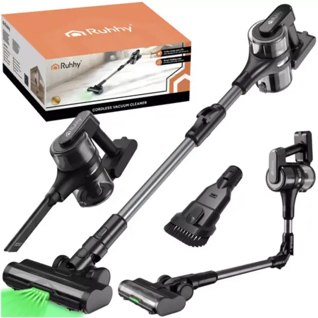 Ruhhy LunPro 400W steelstofzuiger met 35 kPa zuigkracht, LED-borstel en 52 min werktijd