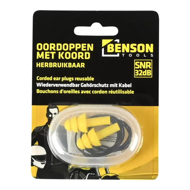 Benson Comfortabele herbruikbare oordoppen met koord en 32 dB geluidsdemping voor dagelijks gebruik