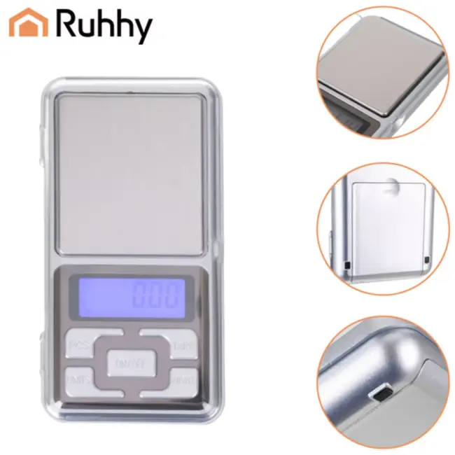 Ruhhy Compacte zakweegschaal 200 g met 0,01 g nauwkeurigheid, tarra, telmodus en verlicht display