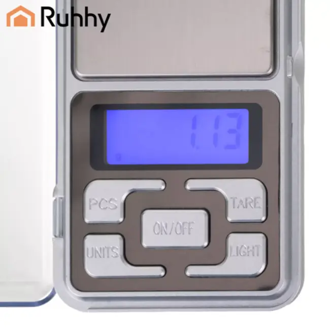 Ruhhy Compacte zakweegschaal 200 g met 0,01 g nauwkeurigheid, tarra, telmodus en verlicht display