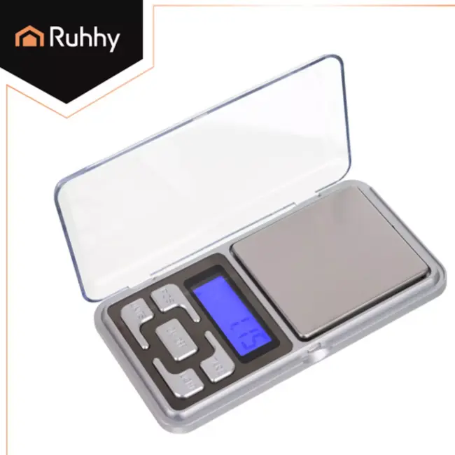 Ruhhy Compacte zakweegschaal 200 g met 0,01 g nauwkeurigheid, tarra, telmodus en verlicht display