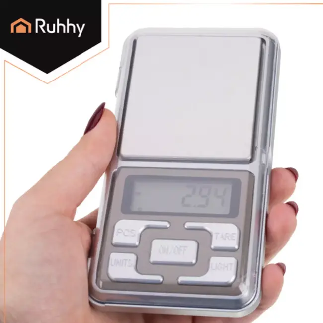 Ruhhy Compacte zakweegschaal 200 g met 0,01 g nauwkeurigheid, tarra, telmodus en verlicht display