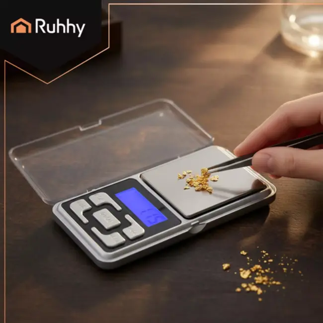 Ruhhy Compacte zakweegschaal 200 g met 0,01 g nauwkeurigheid, tarra, telmodus en verlicht display