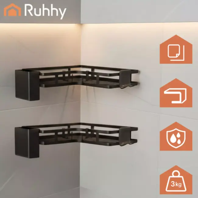 Ruhhy Hoekplankenset van 2 stuks voor extra badkameropbergruimte