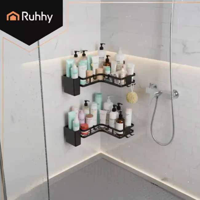 Ruhhy Hoekplankenset van 2 stuks voor extra badkameropbergruimte