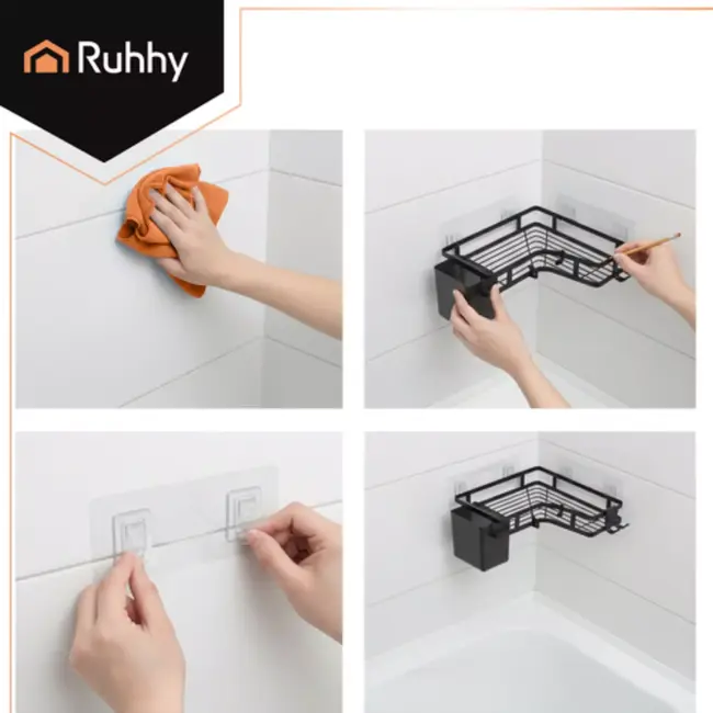 Ruhhy Hoekplankenset van 2 stuks voor extra badkameropbergruimte