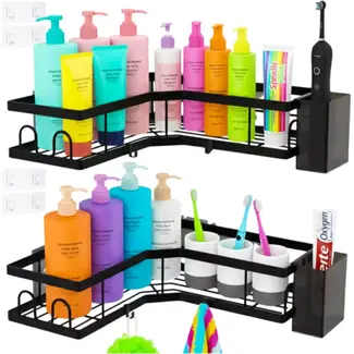 Ruhhy Hoekplankenset van 2 stuks voor extra badkameropbergruimte