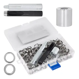 GEKO Complete oogjeset 100 stuks met 10 mm pons en setter voor zeilen, doeken en banners