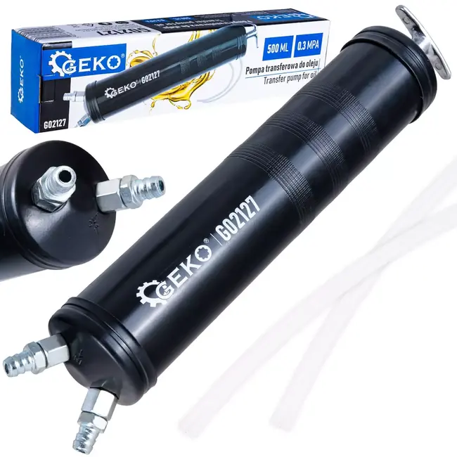 GEKO Zuigerpomp 500 ml voor eenvoudig en gecontroleerd overpompen van olie en onderhoudsvloeistoffen