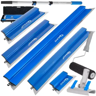 GEKO Complete 9 delige afwerkmessenset met afwerkroller, telescoopsteel, verstelbare adapter en duurzame transportkoffer