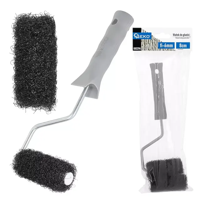 GEKO Compacte afwerkroller 8 × 4 cm met 6 mm handvat en extra roller voor precisiewerk