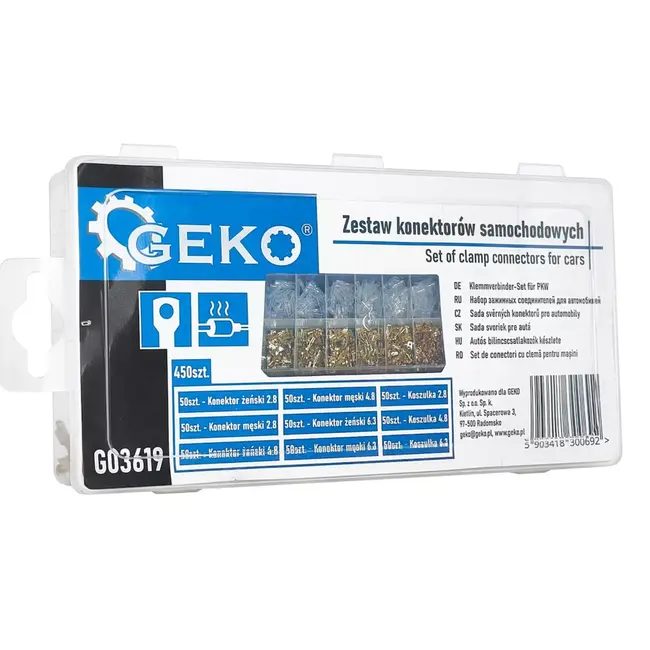 GEKO Complete set van 450 ongeïsoleerde auto-connectors met hulzen in stevige opbergdoos