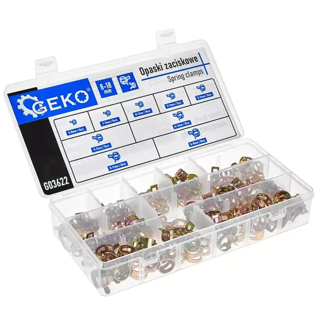 GEKO 135-delige veerslangklemset 8–18 mm voor voertuigen, machines en werkplaatsen