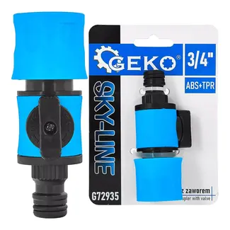 GEKO Sky-Line snelsluiting met ingebouwd ventiel en nippel voor snel wisselen van tuinslangaccessoires