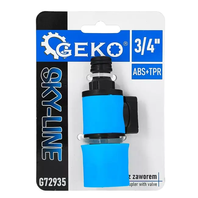 GEKO Sky-Line snelsluiting met ingebouwd ventiel en nippel voor snel wisselen van tuinslangaccessoires