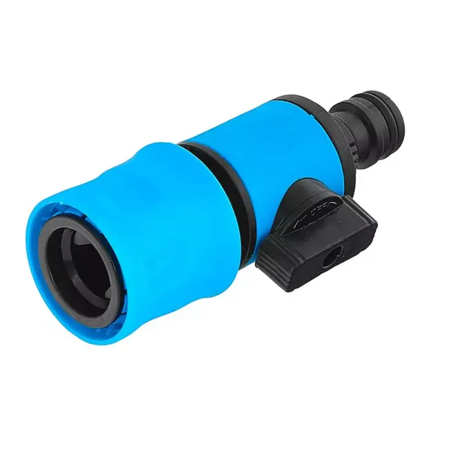 GEKO Sky-Line snelsluiting met ingebouwd ventiel en nippel voor snel wisselen van tuinslangaccessoires