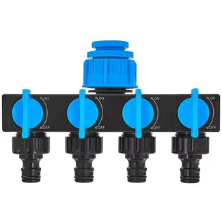 GEKO Sky-Line 4-weg waterverdeler met 1" aansluiting en reducties voor 3/4" en 1/2"