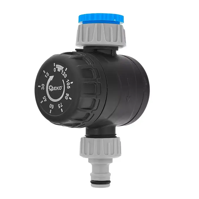 GEKO Mechanische Sky-Line watertimer 0–120 min met 1" aansluiting en 3/4" reducer