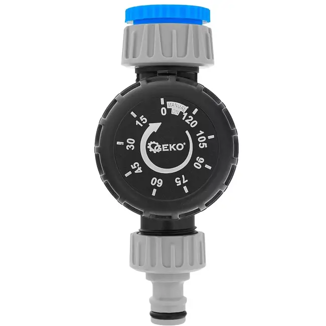 GEKO Mechanische Sky-Line watertimer 0–120 min met 1" aansluiting en 3/4" reducer