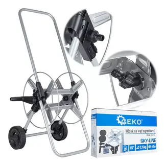 GEKO Sky-Line metalen tuinslangwagen voor 1/2" slangen tot 60 m met wielen en slinger