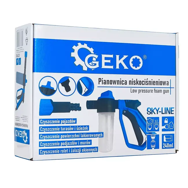 GEKO Laagdruk water- en schuimpistool Sky-Line met 240 ml tank en filterset