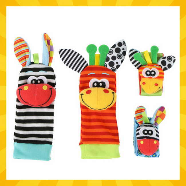 Kruzzel Vrolijke rammelaarset met sokken en polsbandjes voor ontwikkeling en plezier bij jonge baby’s