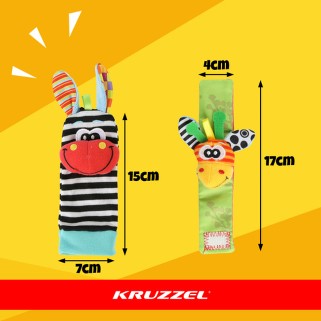 Kruzzel Vrolijke rammelaarset met sokken en polsbandjes voor ontwikkeling en plezier bij jonge baby’s