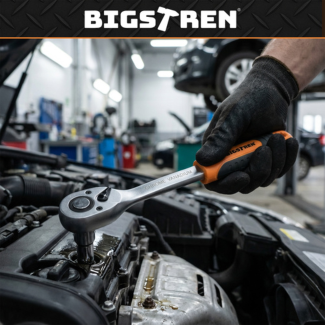 Bigstren Professionele 72-delige doppen en ratelset met CrV gereedschap voor huis en auto