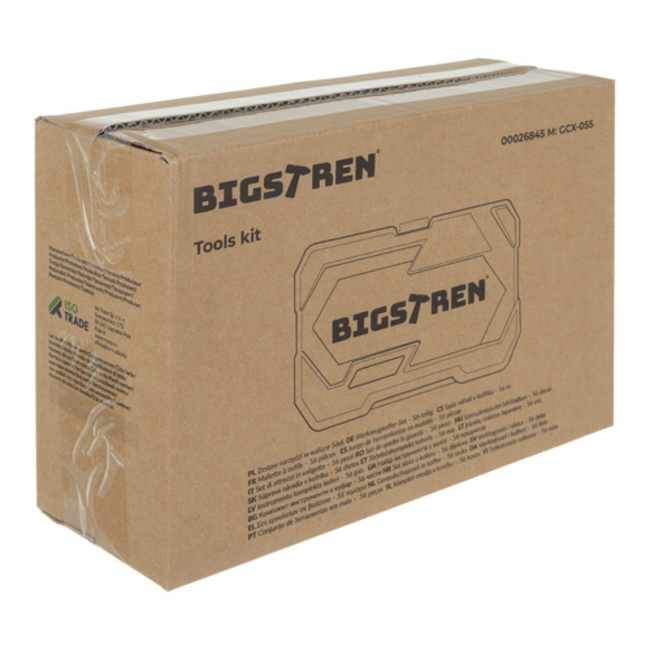 Bigstren Professionele 56-delige 1/4 doppenset met CrV gereedschap en 72T ratel in compacte koffer