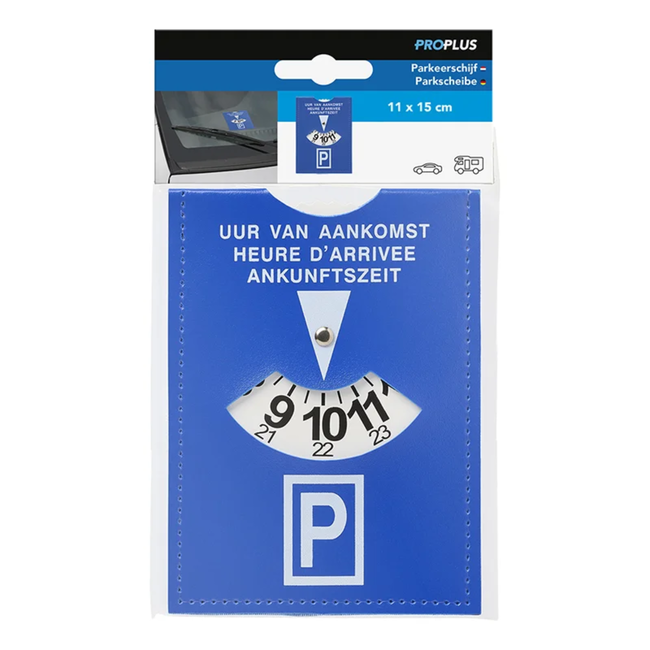 ProPlus Compacte Duitse parkeerschijf in polybag met duidelijke aankomsttijdweergave
