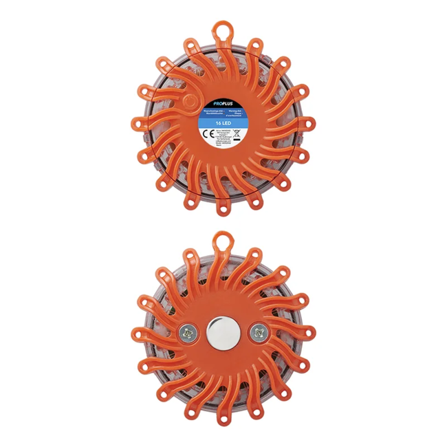 ProPlus Compacte oranje waarschuwingsdisk met 16 LED’s, magneetbevestiging en 360° veiligheidsbereik