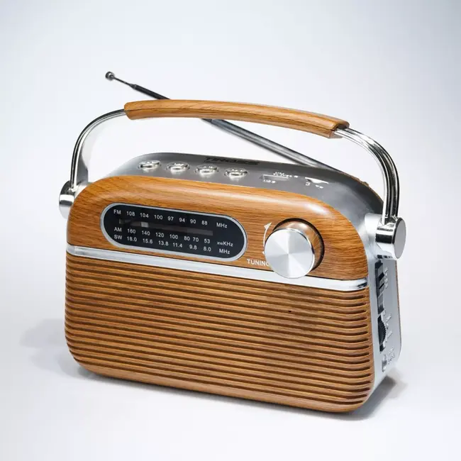 TIROSS Retro FM AM SW noodradio met Bluetooth USB MP3 telescoopantenne en netstroom of D-batterijen