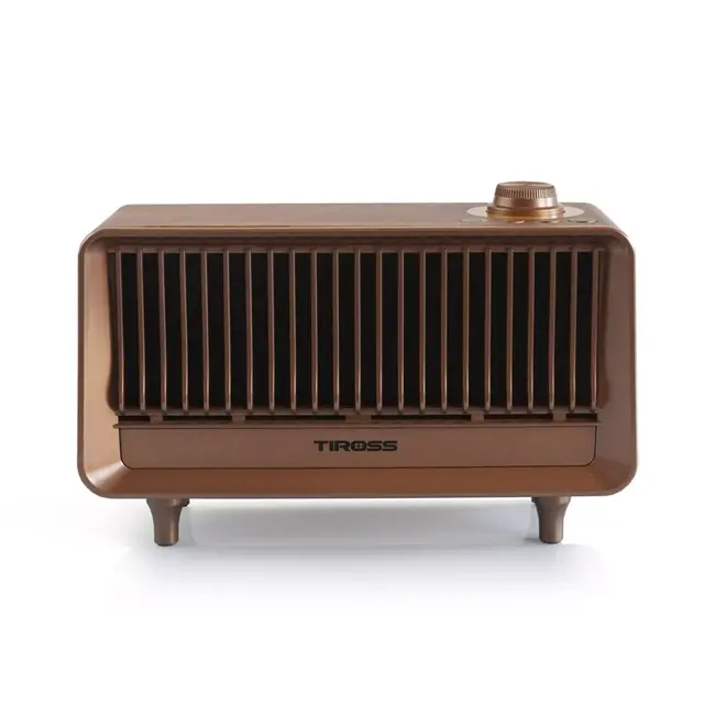 TIROSS Draagbare noodradio met fm, bluetooth, usb en accu in compacte houtlook behuizing