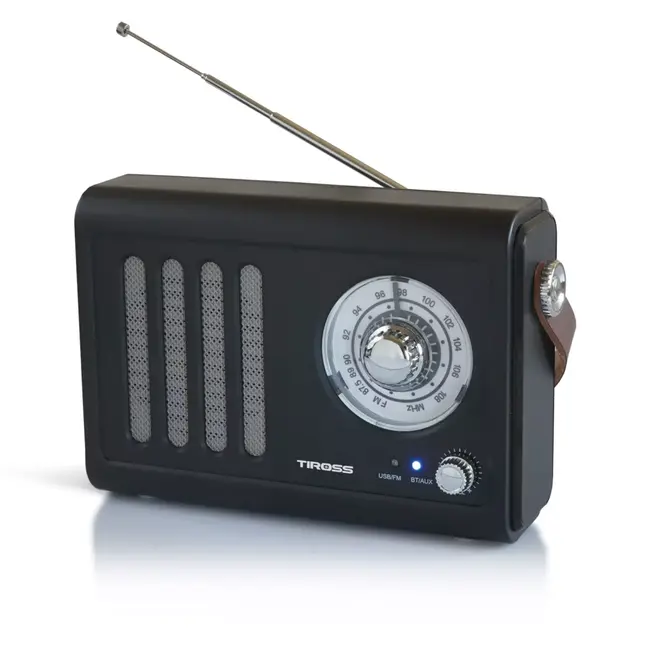 TIROSS Draagbare noodradio op accu met fm ontvangst en bluetooth, usb en line in voor noodpakket