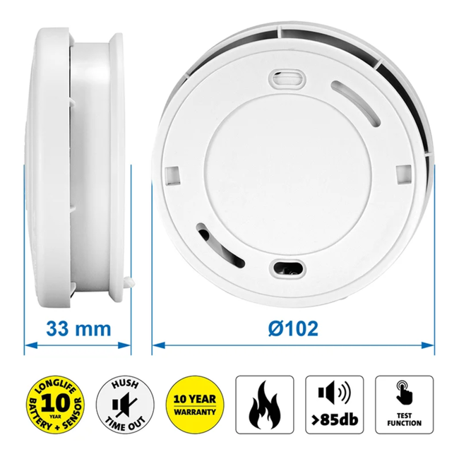 ProPlus Rookmelder met 10-jaars lithium batterij, luid alarm 9 Volt